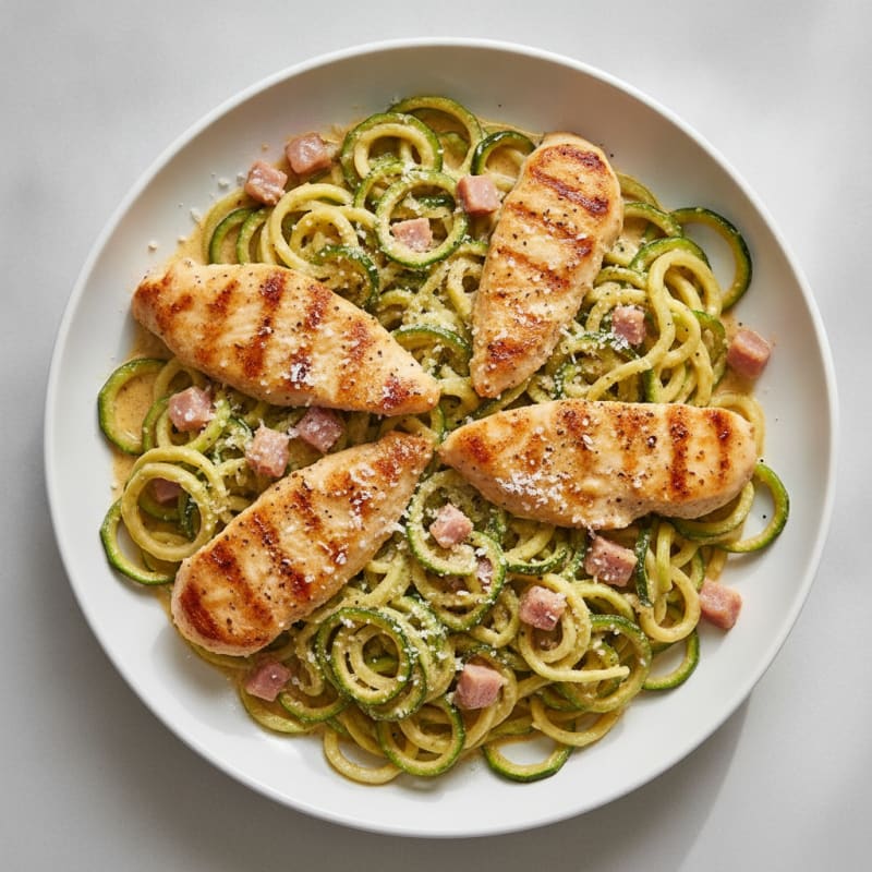 Chicken Carbonara with Zucchini Noodles