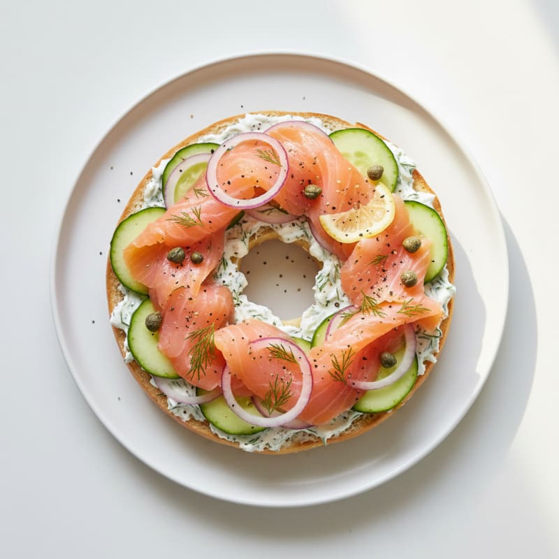 Creamy Smoked Salmon Everything Bagel