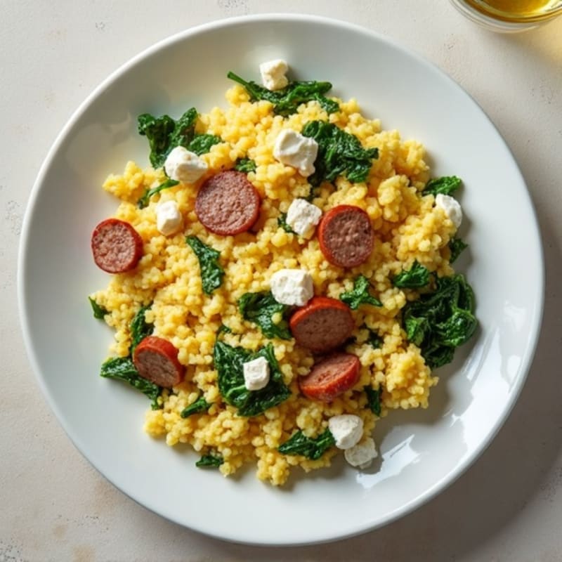 Egg White Scramble with Spinach and Turkey Sausage