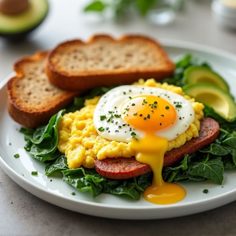 Egg White Scramble with Turkey Sausage and Spinach