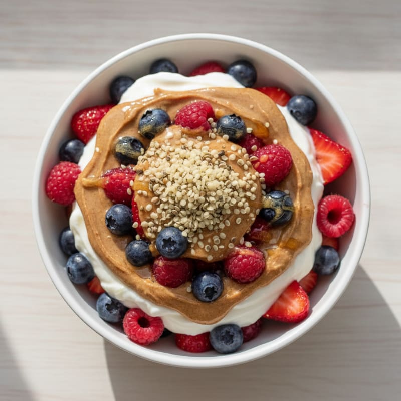 Creamy Greek Yogurt Parfait with Mixed Berries and Almond Butter
