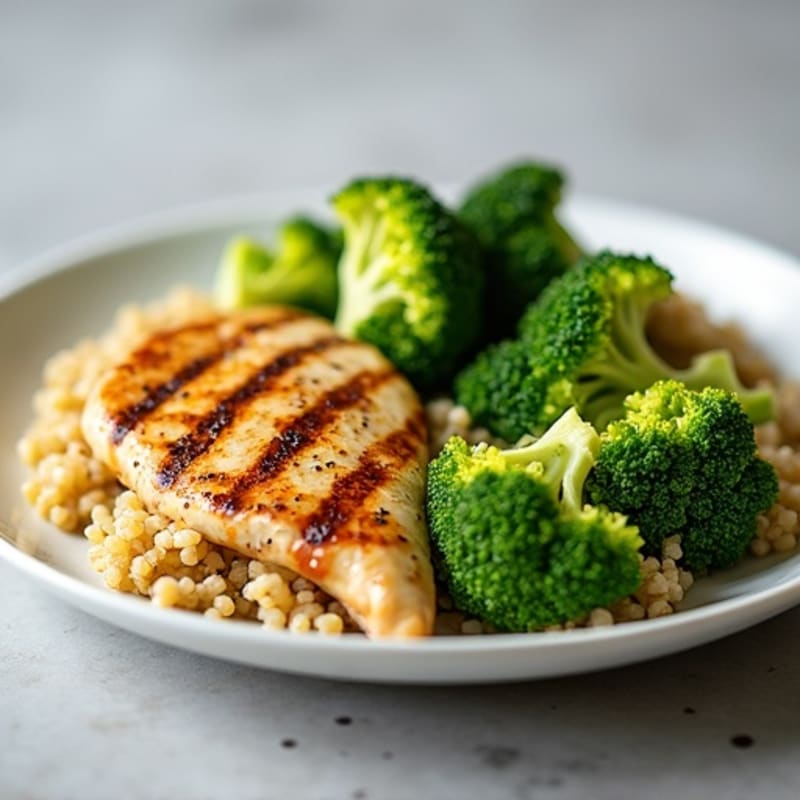 Grilled Chicken Breast with Quinoa and Steamed Broccoli