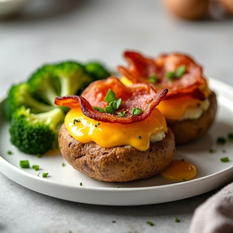 Crispy Baked Potatoes with Lean Bacon, Cheesy Broccoli, and Fresh Chives