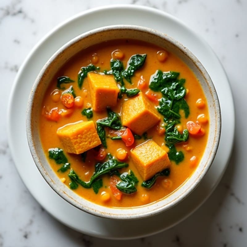 Creamy Coconut Lentil Curry with Fresh Spinach