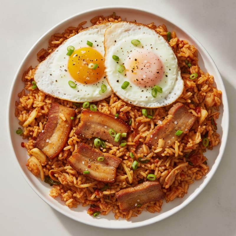 Kimchi Fried Rice with Pork Belly