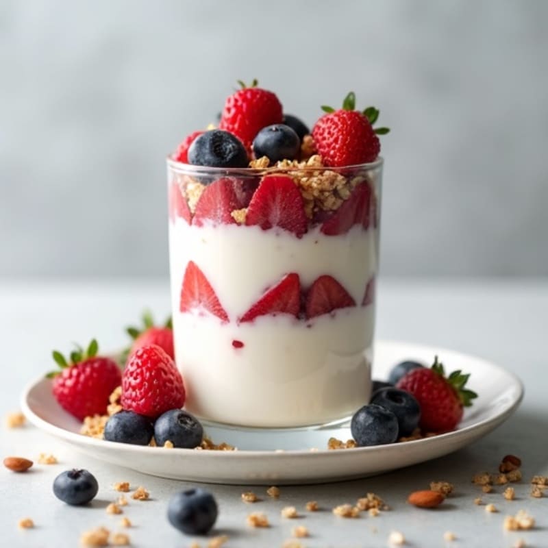 Greek Yogurt Protein Parfait with Berries and Almonds