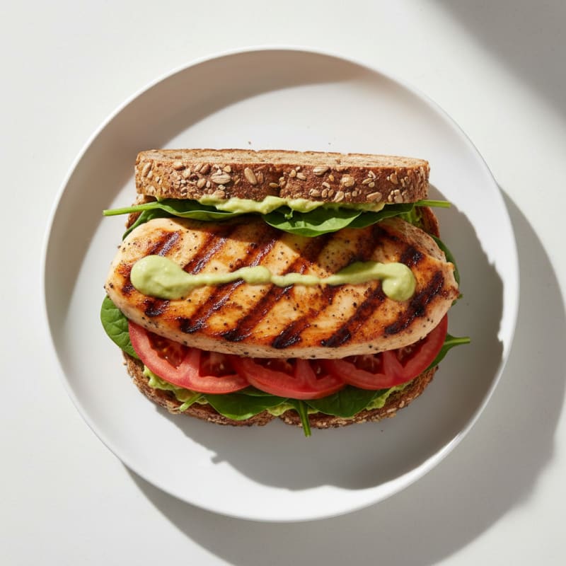 Grilled Chicken Tomato Sandwich on Whole Grain Bread