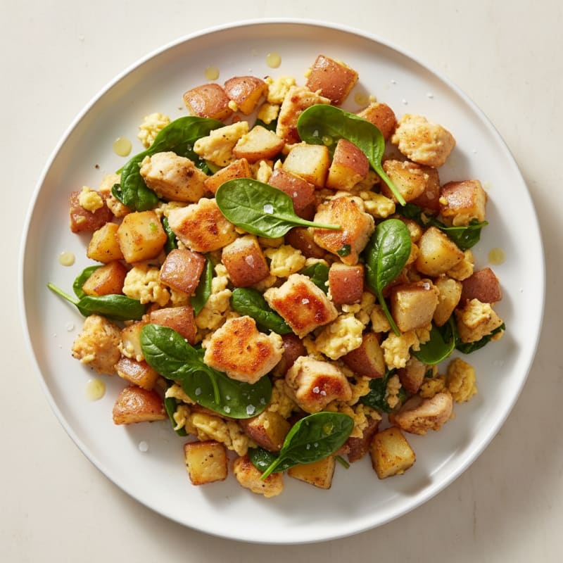 Crispy Potato and Chicken Egg Scramble