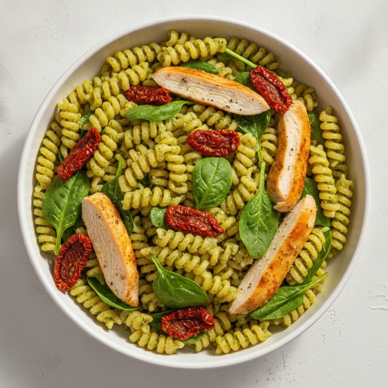 Pesto Chicken Pasta with Sun-Dried Tomatoes