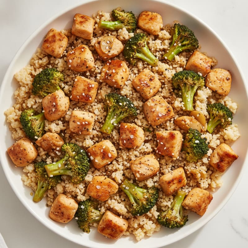 Chicken and Broccoli Cauliflower Rice Skillet
