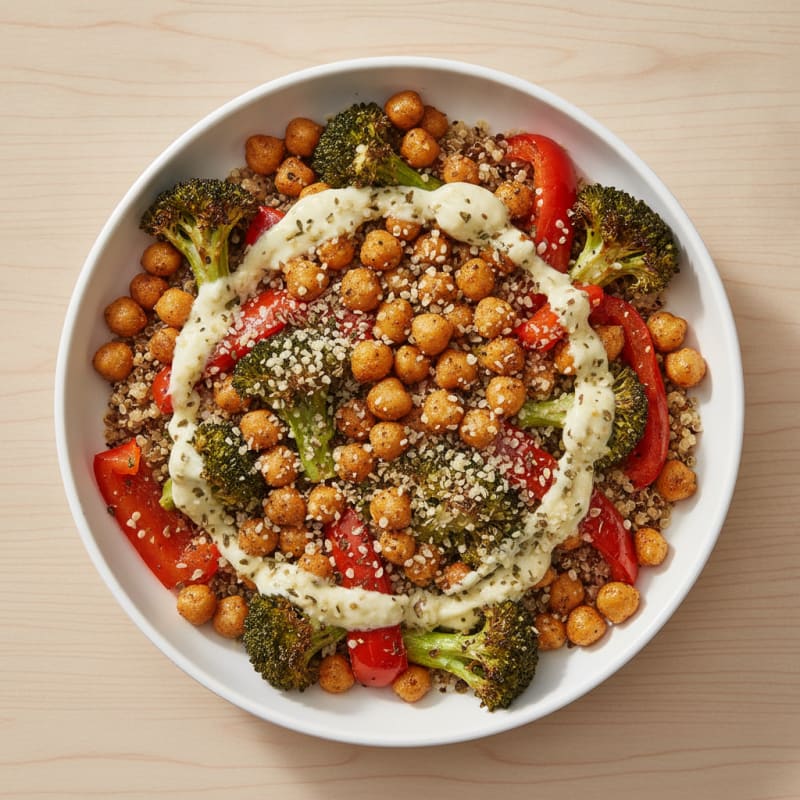 Roasted Vegetable and Chickpea Grain Bowl