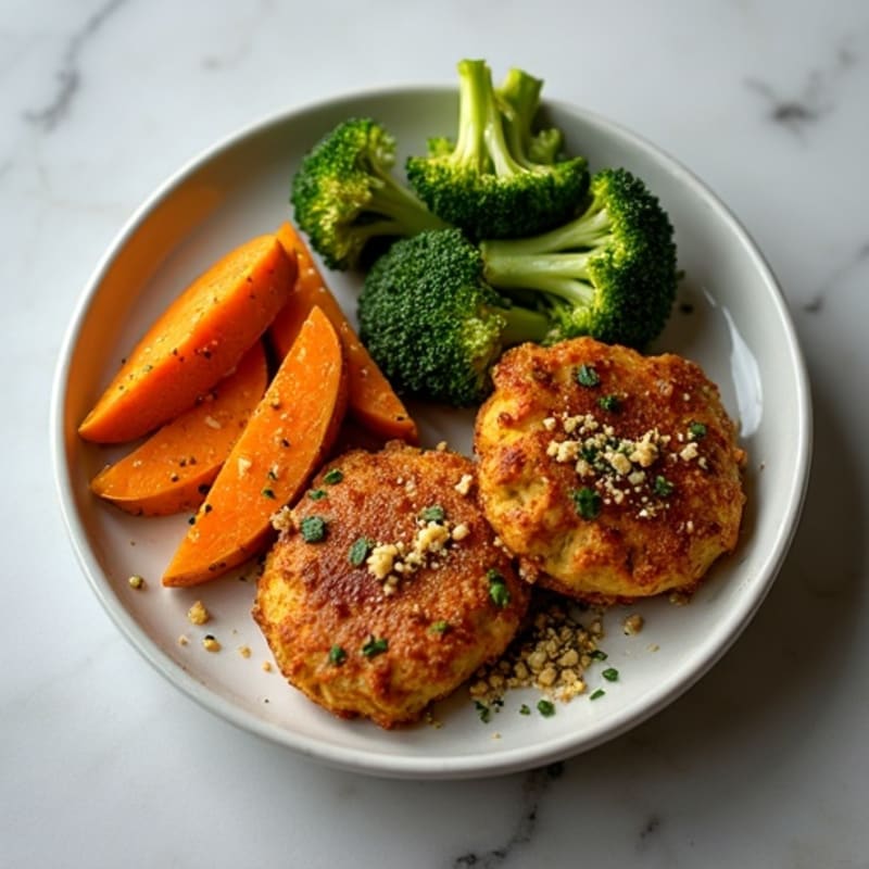 Crispy Tempeh with Roasted Sweet Potato and Broccoli