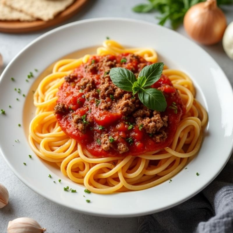 Lean Ground Beef and Gluten-Free Spaghetti with Savory Tomato Sauce