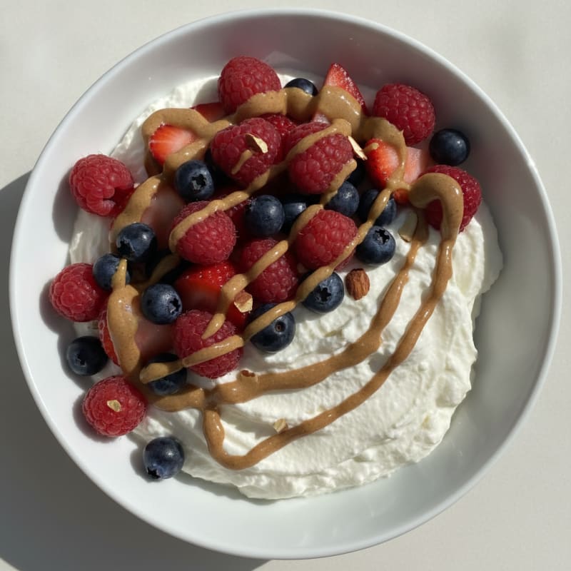 Greek Yogurt Protein Bowl with Mixed Berries and Almond Butter