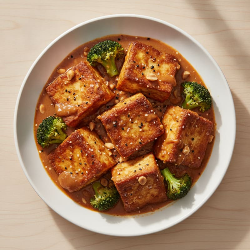 Pan-Seared Tofu with Peanut Sauce