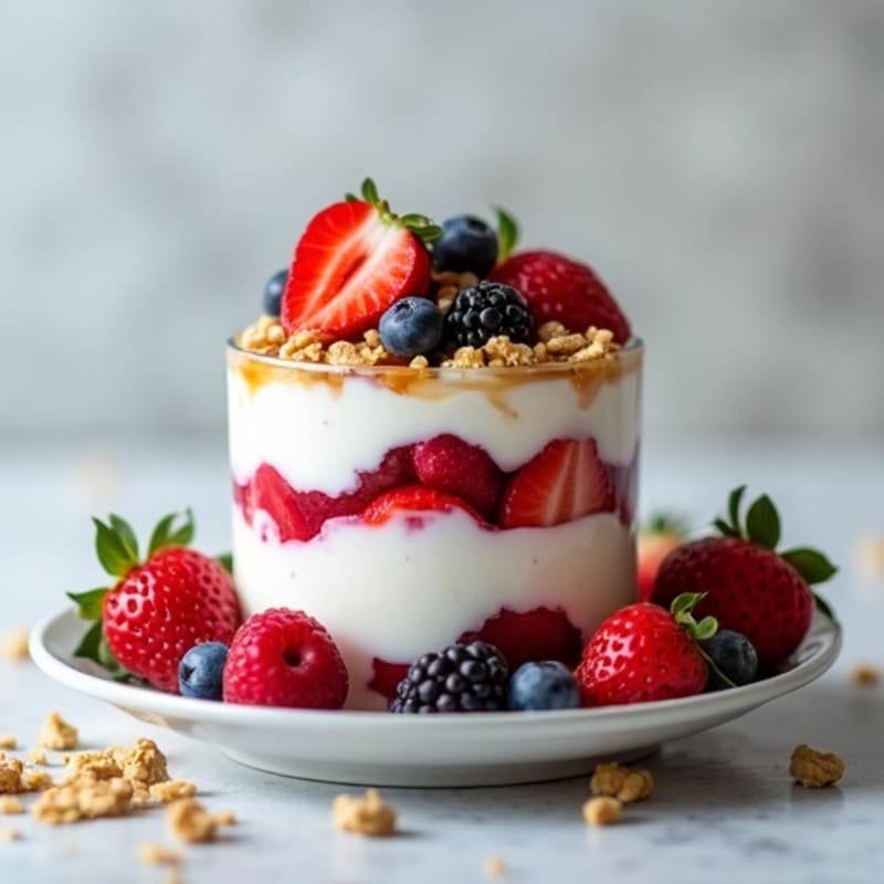 Greek Yogurt Parfait with Mixed Berries and Almond Butter
