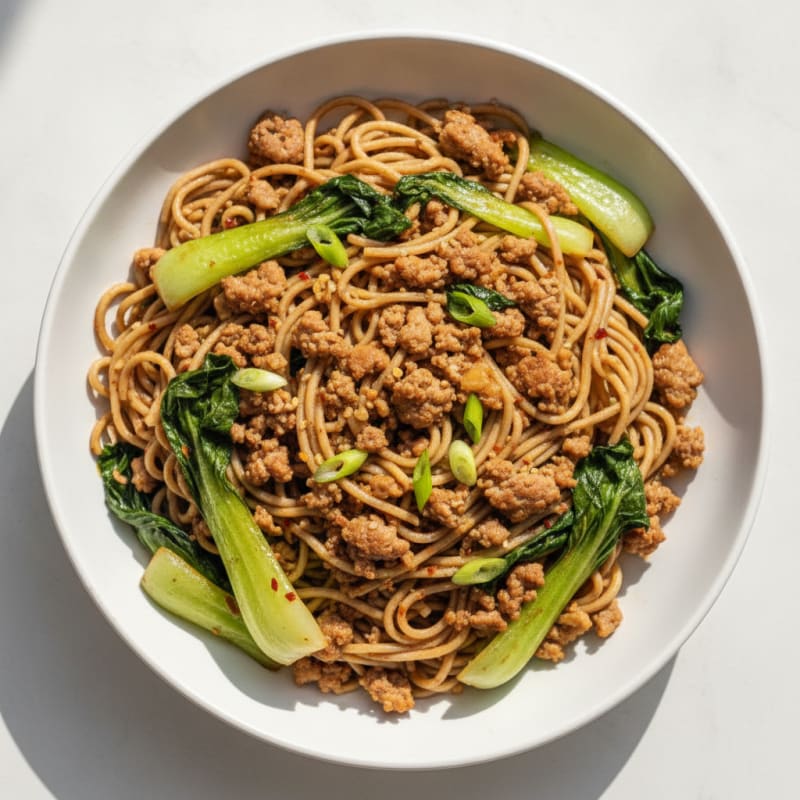 Mongolian Ground Pork Noodle Bowl