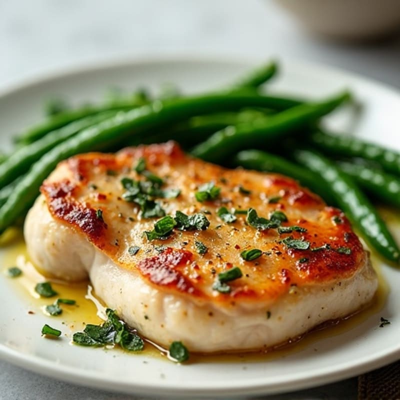 Pan-Seared Garlic Herb Chicken with Roasted Green Beans