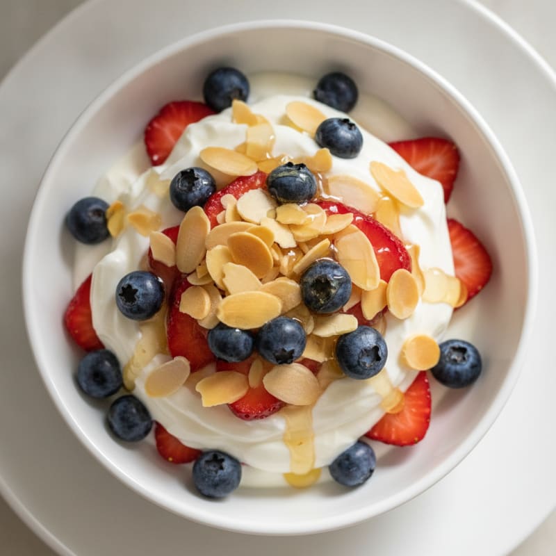 Creamy Greek Yogurt Parfait with Fresh Berries and Almonds