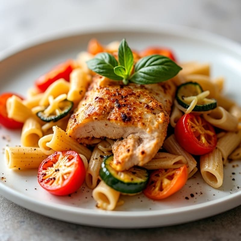 Spicy Chicken and Roasted Vegetable Whole Wheat Pasta