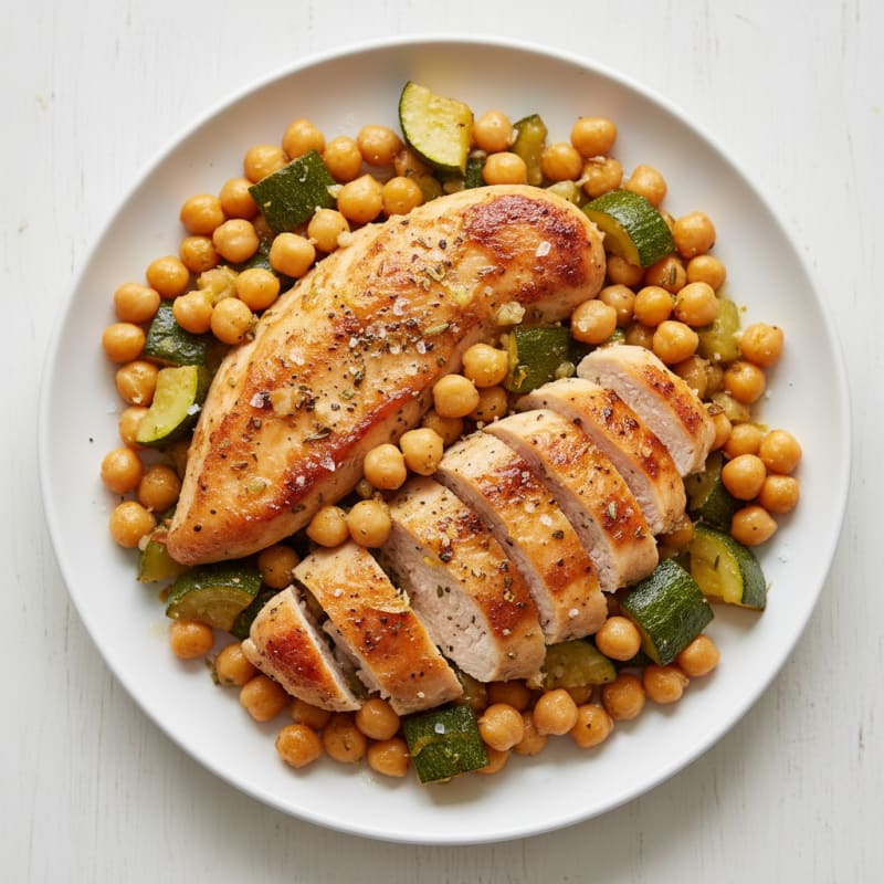 Lemon Herb Chicken and Chickpea Bake