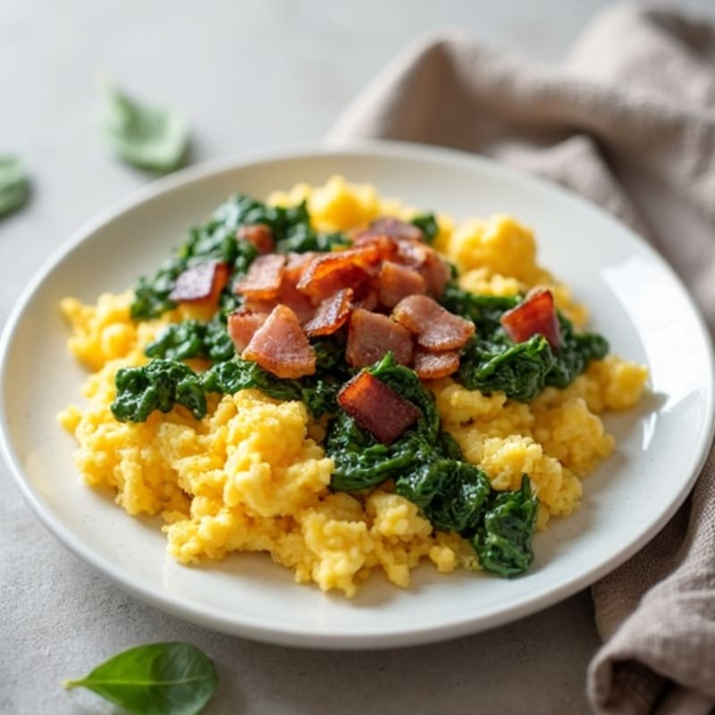 Scrambled Egg Whites with Spinach and Turkey Bacon