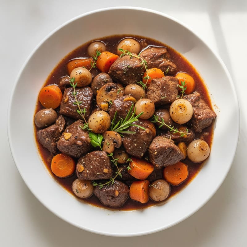 Hearty Beef Bourguignon with Pearl Onions