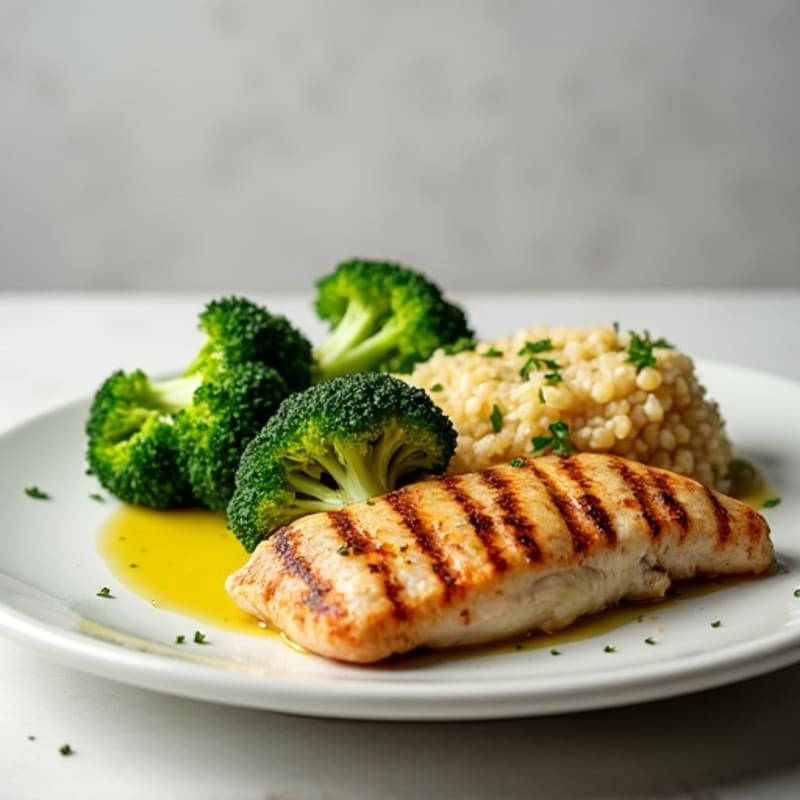 Grilled Chicken Breast with Quinoa and Steamed Broccoli