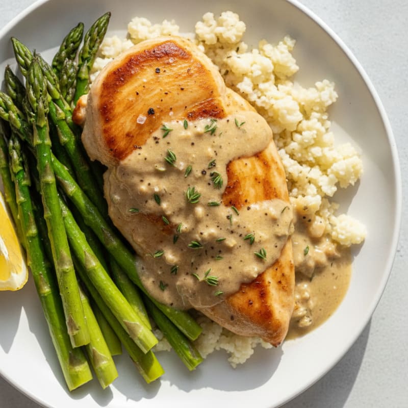 Pan-Seared Chicken with Herb Cream Sauce
