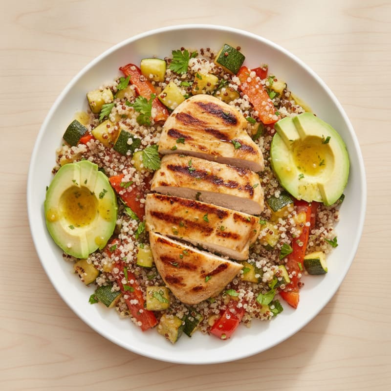 Grilled Chicken and Quinoa Salad with Roasted Vegetables