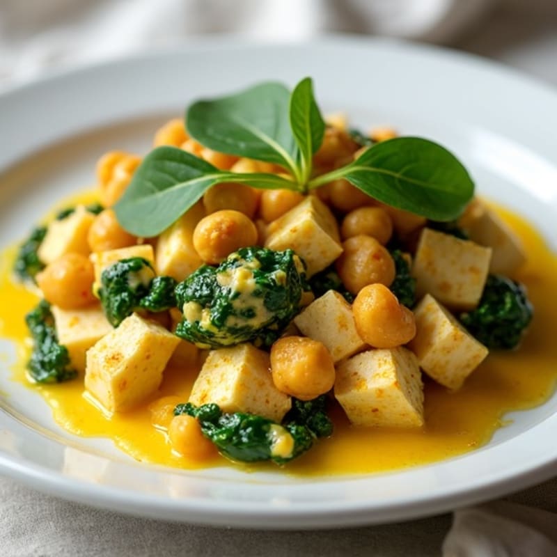 Creamy Tofu Scramble with Spinach and Chickpeas
