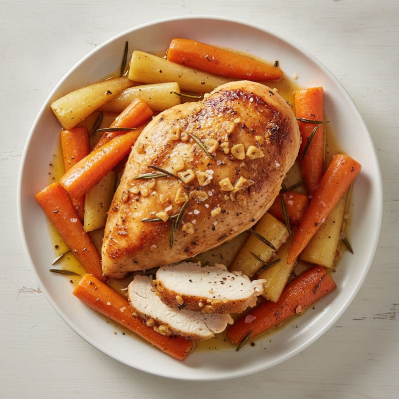 Garlic Herb Roasted Chicken with Root Vegetables