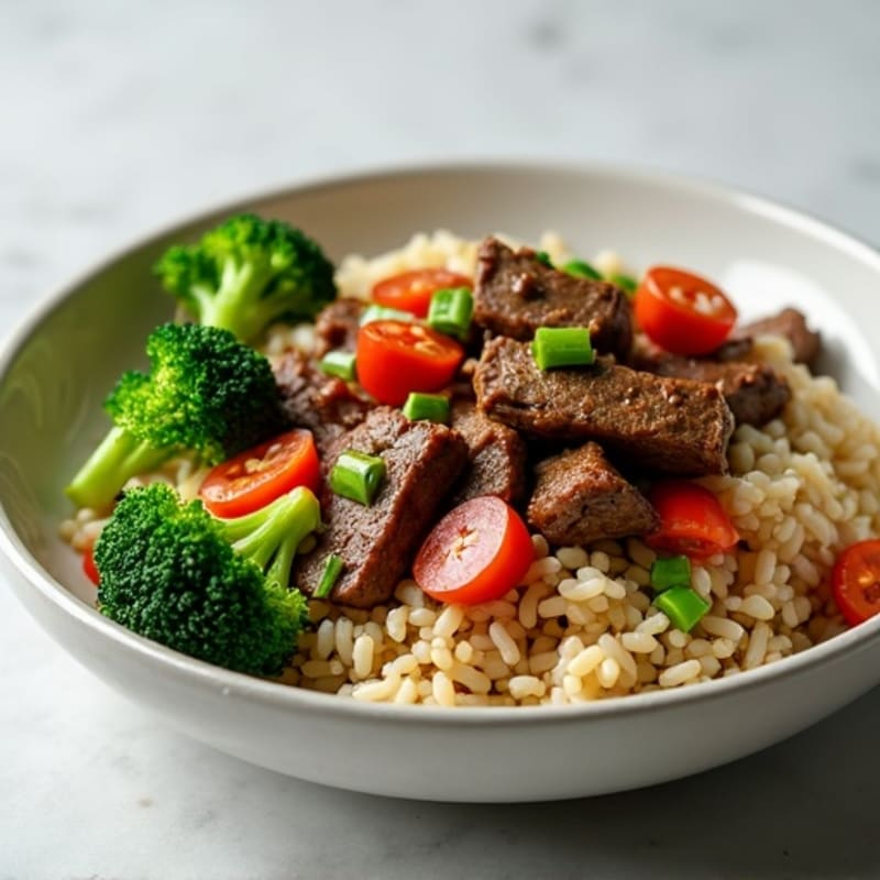 Garlic-Ginger Beef Stir-Fry with Brown Rice