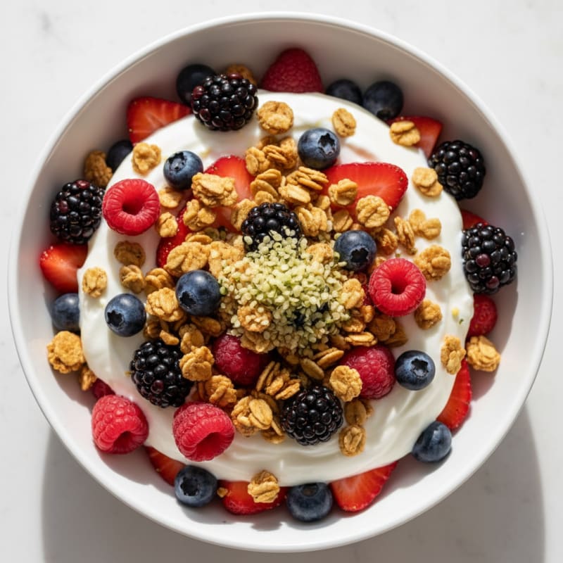 Creamy Greek Yogurt Parfait with Mixed Berries and Protein Granola