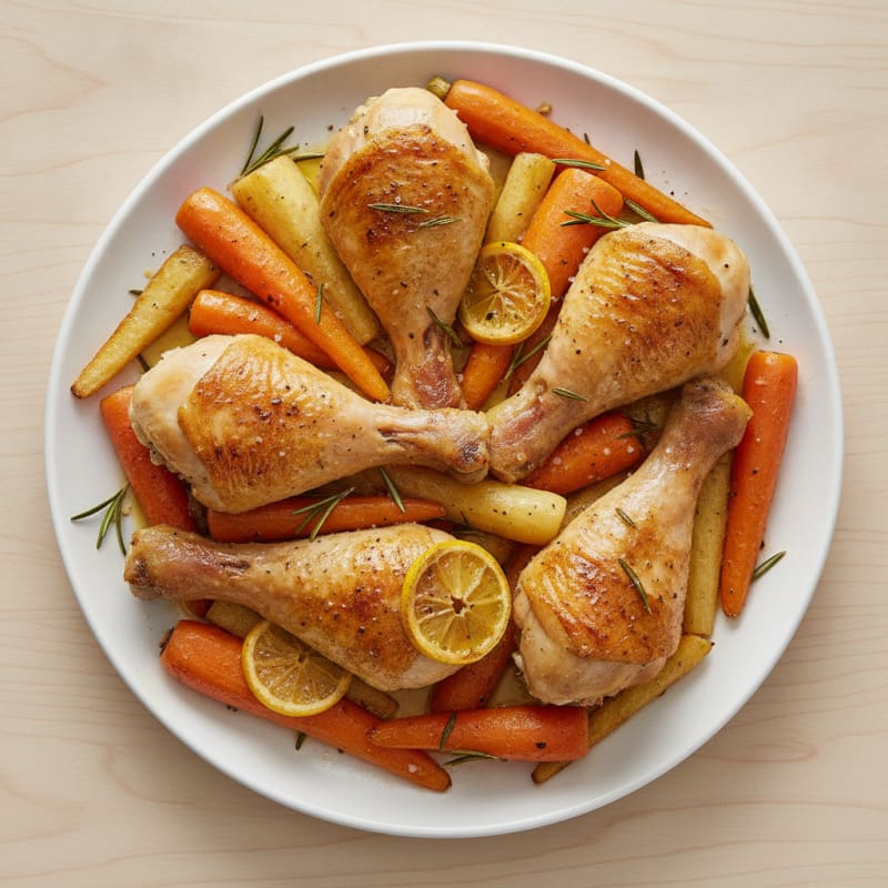 Lemon-Herb Roasted Chicken Legs and Root Vegetables