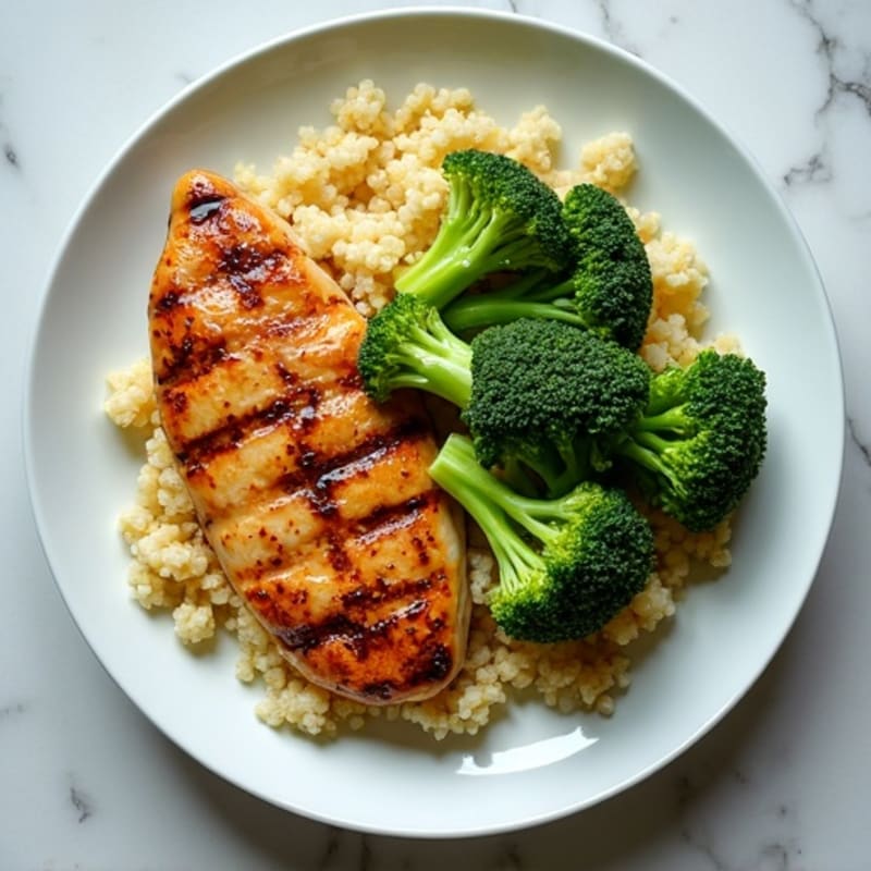 Grilled Chicken Breast with Quinoa and Steamed Broccoli
