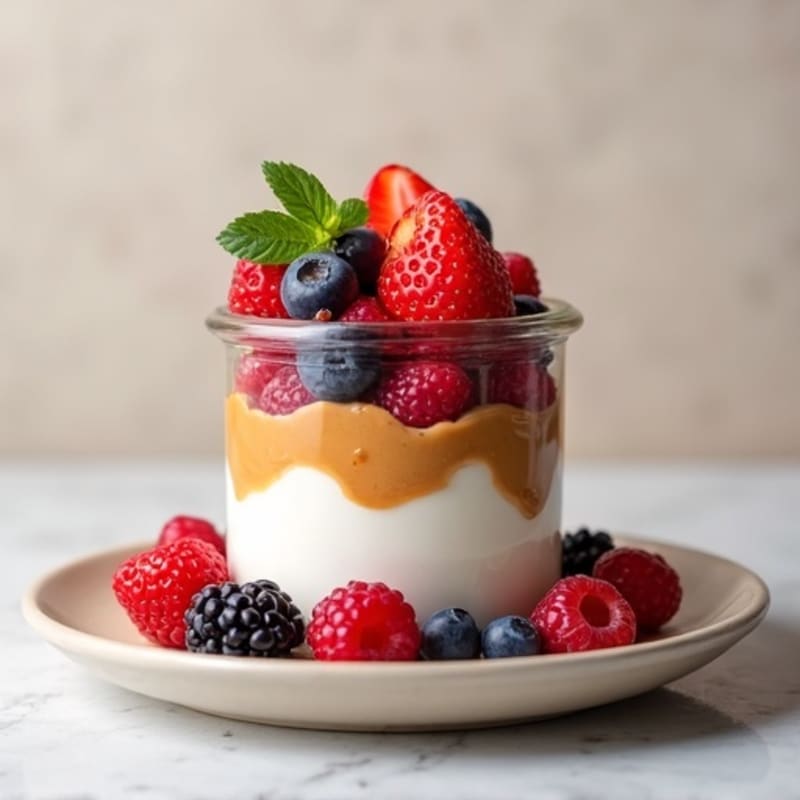 Greek Yogurt Parfait with Mixed Berries and Almond Butter