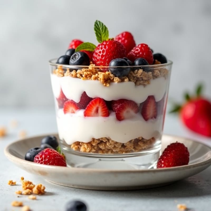 Greek Yogurt Parfait with Mixed Berries and Almond Butter