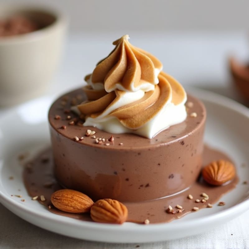 Creamy Vegan Chocolate Protein Pudding with Almond Butter Swirl