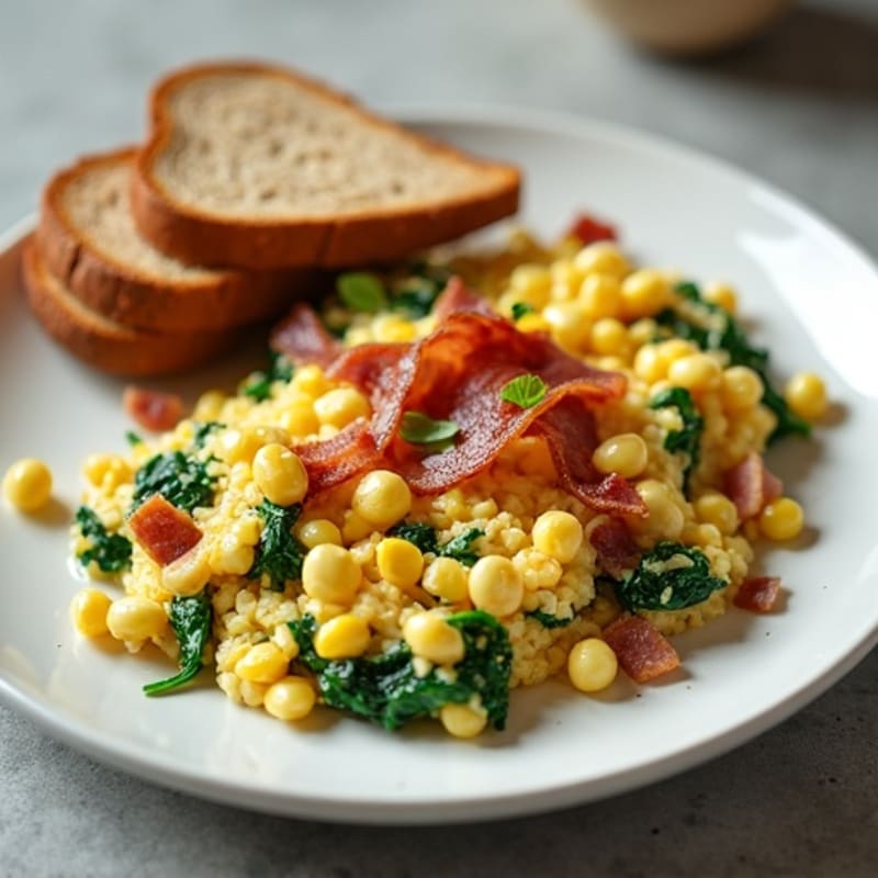 Egg White Scramble with Spinach and Turkey Bacon
