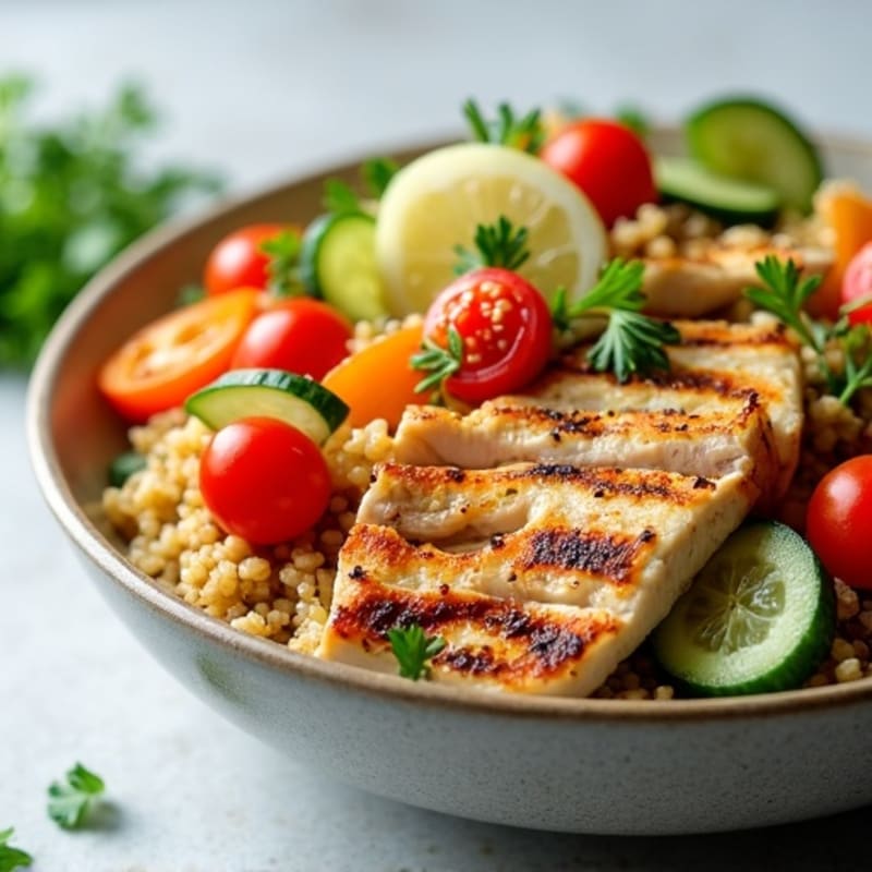 Grilled Chicken Quinoa Bowl with Fresh Vegetables