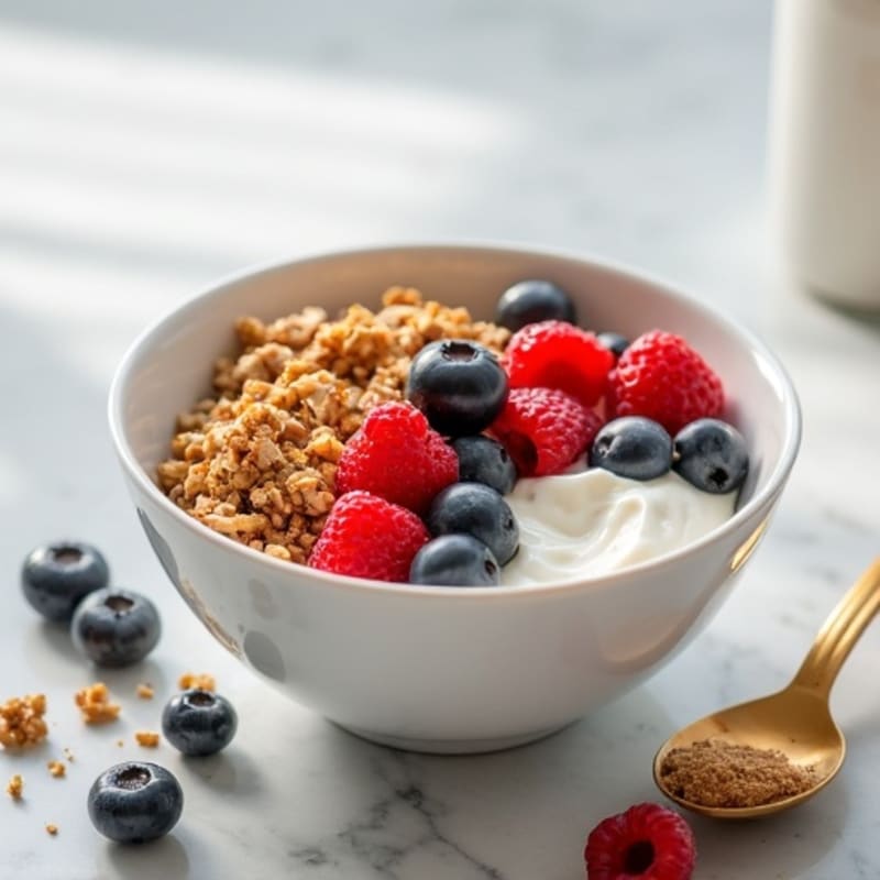 Creamy Greek Yogurt Bowl with Fresh Berries and Crunchy Granola