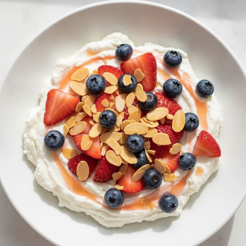 Silky Protein Yogurt Bowl with Berries and Almonds