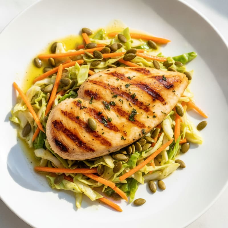 Grilled Chicken Breast with Crunchy Cabbage Slaw