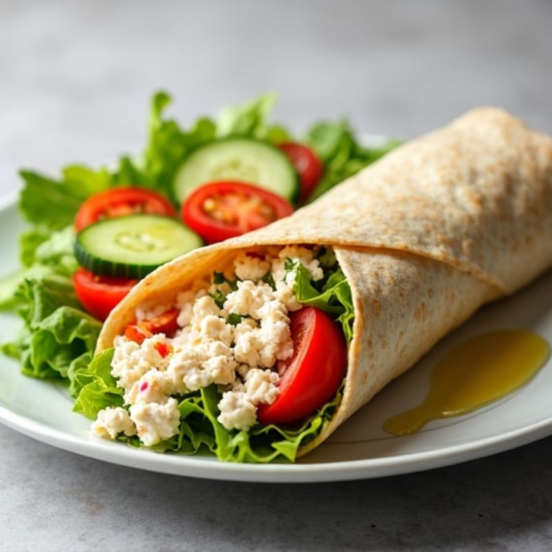 Flaked Tuna & Creamy Protein Cheese Wraps with Fresh Salad