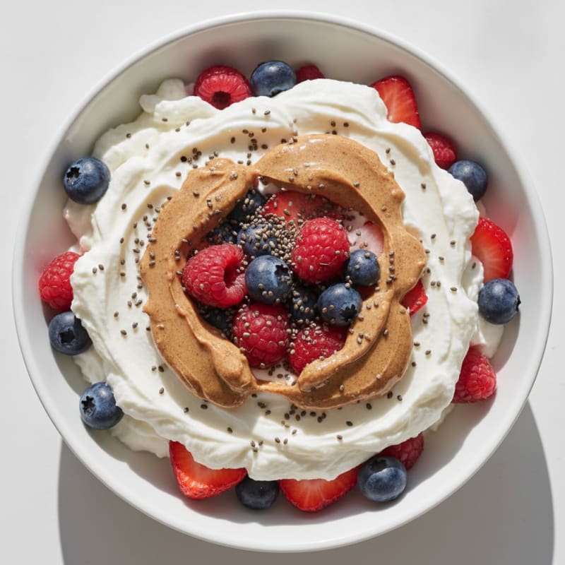 Creamy Greek Yogurt Parfait with Mixed Berries and Almond Butter