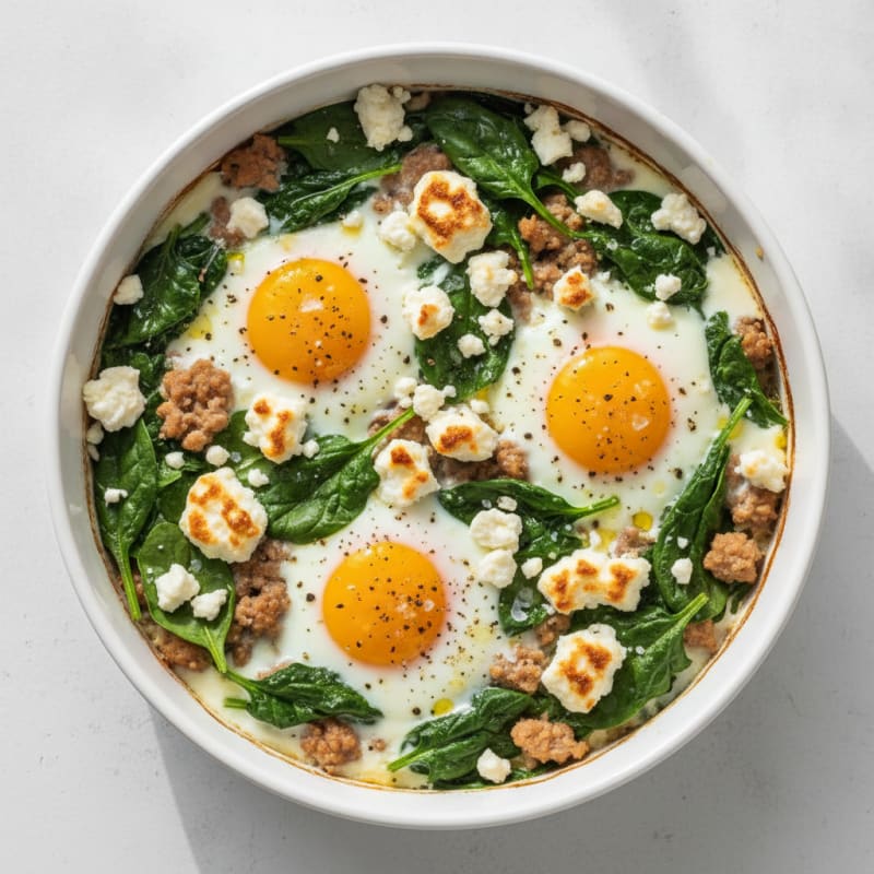 Baked Eggs with Spinach and Feta