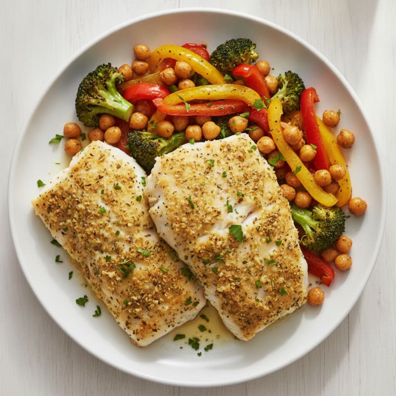 Lemon-Herb Baked Cod with Roasted Vegetables