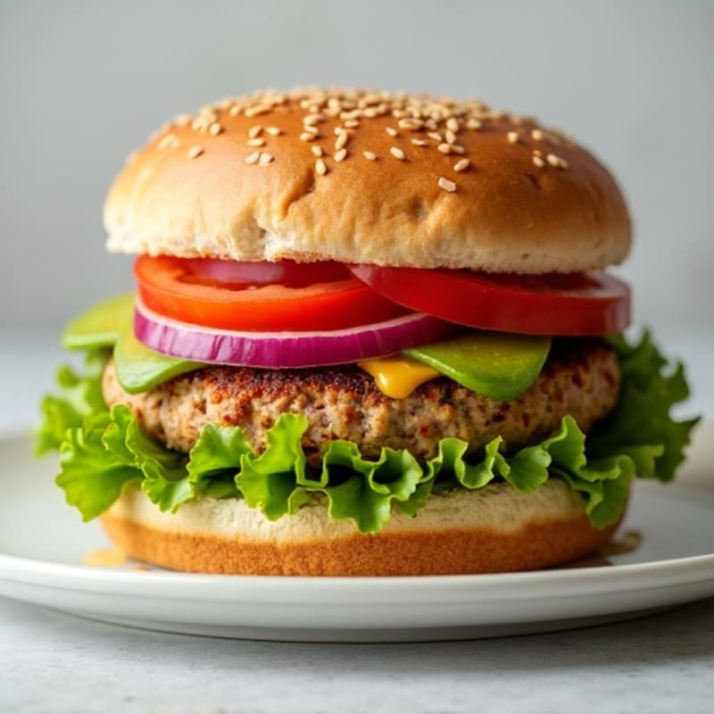 Lean Turkey Burger with Fresh Veggies