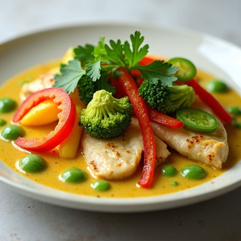 Creamy Green Curry Chicken with Fresh Vegetables